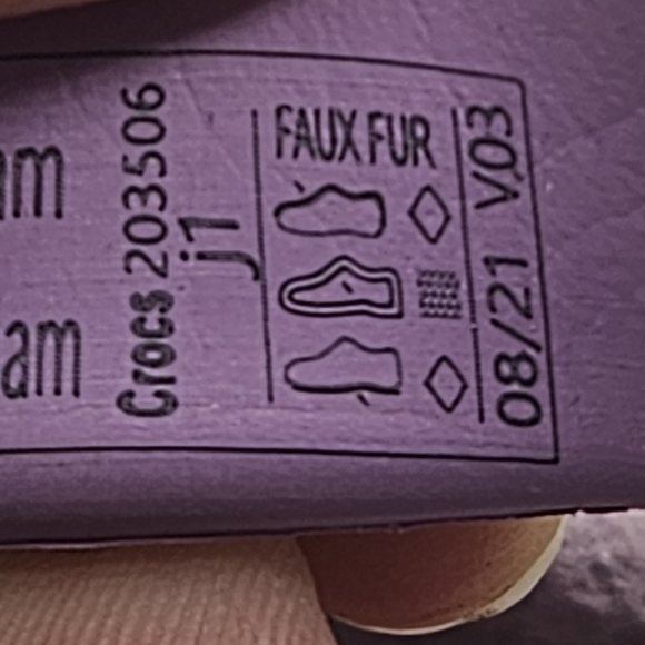 Crocs fleece lined clog purple lilac size 1 - Picture 7 of 15